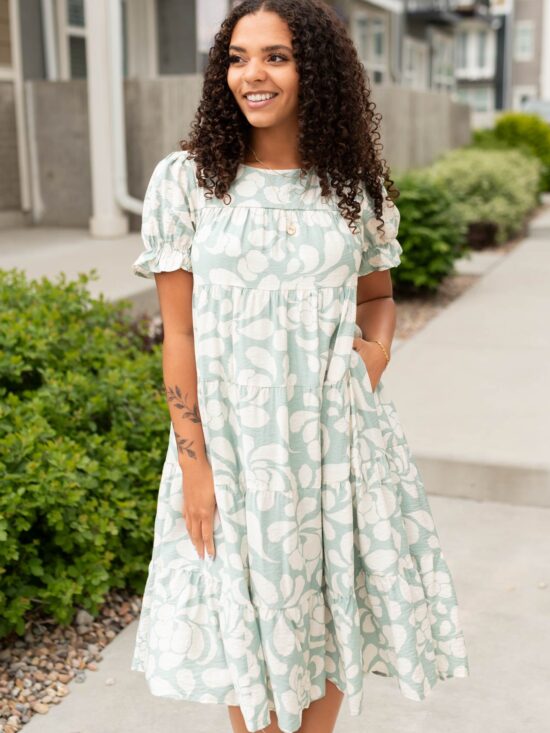 Allene Sage Floral Dress