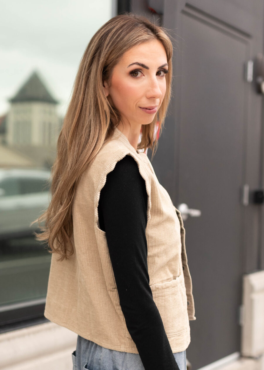 Allison Corduroy Cardigan Vest