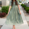 Alyanna Deep Sage Embroidered Dress
