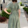 Alyanna Deep Sage Embroidered Dress