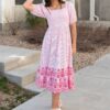 Amaiah Pink Stripe Eyelet Dress