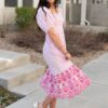 Amaiah Pink Stripe Eyelet Dress