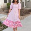 Amaiah Pink Stripe Eyelet Dress