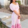 Amaiah Pink Stripe Eyelet Dress