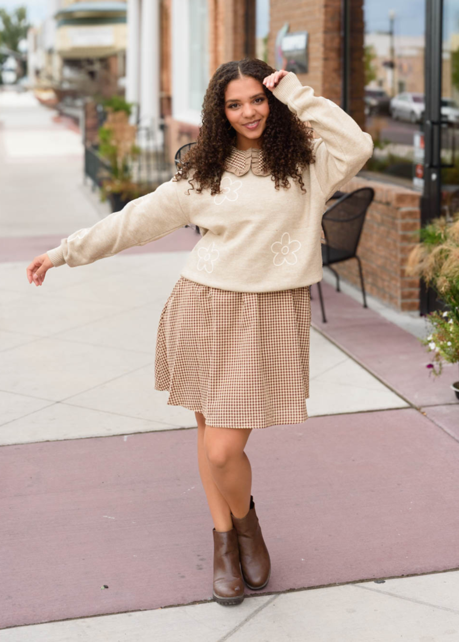 Amara Taupe Floral Sweater