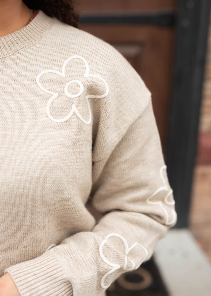 Amara Taupe Floral Sweater