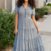 Amberly Navy Pattern Tiered Dress
