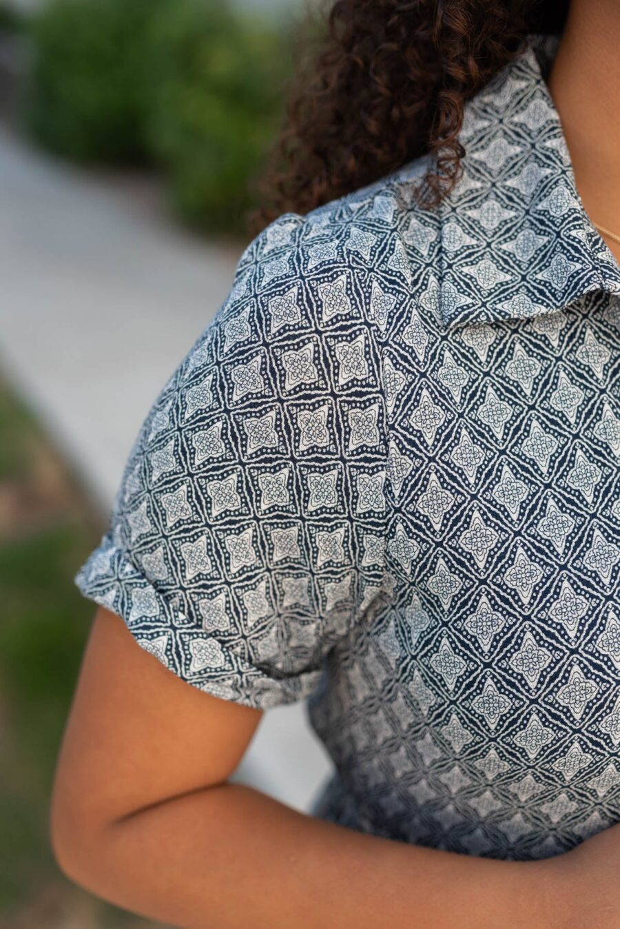 Amberly Navy Pattern Tiered Dress