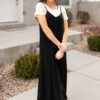 Amberlyn Black Overall Dress