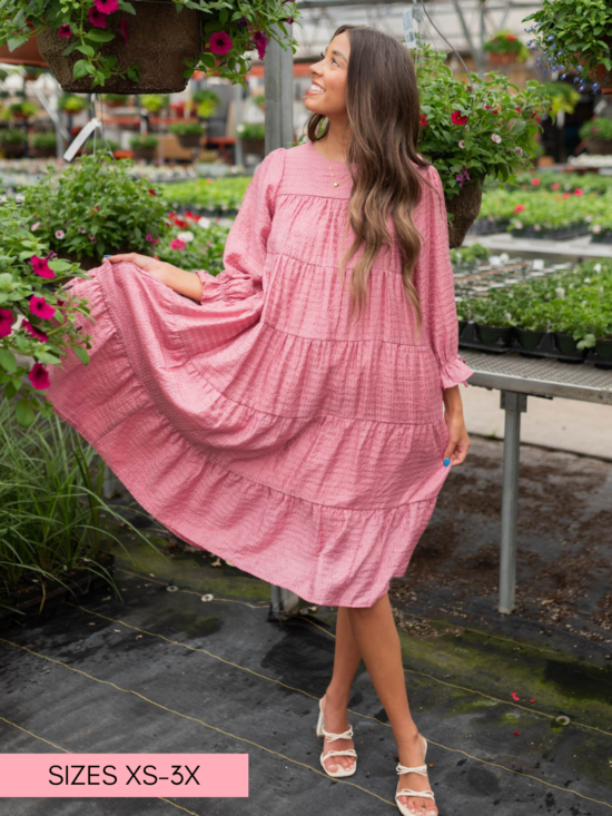 Amelia Pink Long Sleeve Dress