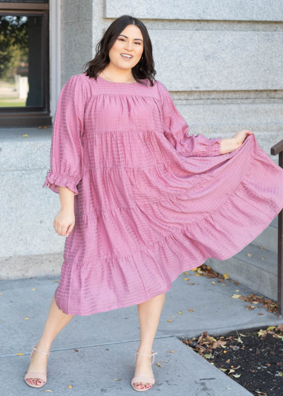 Amelia Pink Long Sleeve Dress