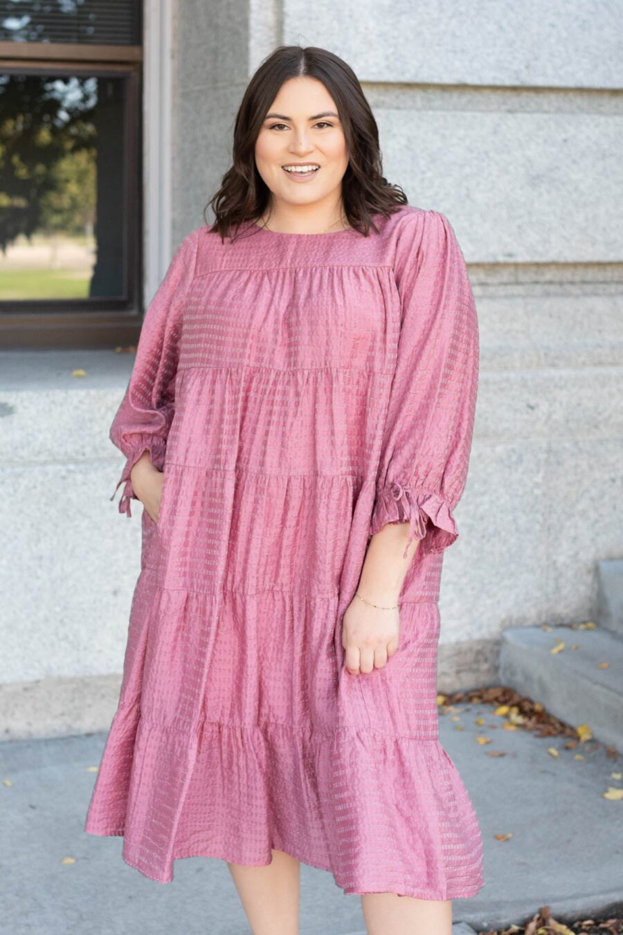 Amelia Pink Long Sleeve Dress