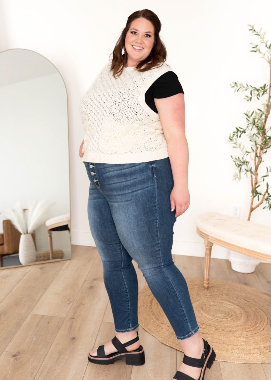 Amiah Cream Knit Sweater Vest