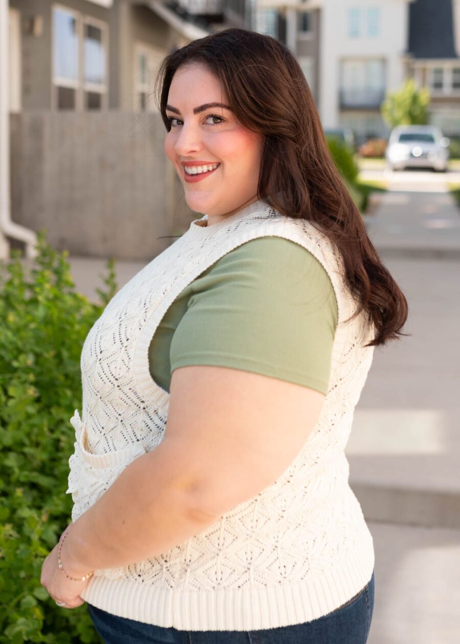 Amiah Cream Knit Sweater Vest