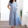 Analicia Blue Gauze Tiered Dress
