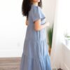 Analicia Blue Gauze Tiered Dress