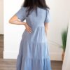 Analicia Blue Gauze Tiered Dress