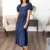 Analynne Navy Embroidered Floral Dress