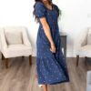Analynne Navy Embroidered Floral Dress