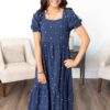 Analynne Navy Embroidered Floral Dress