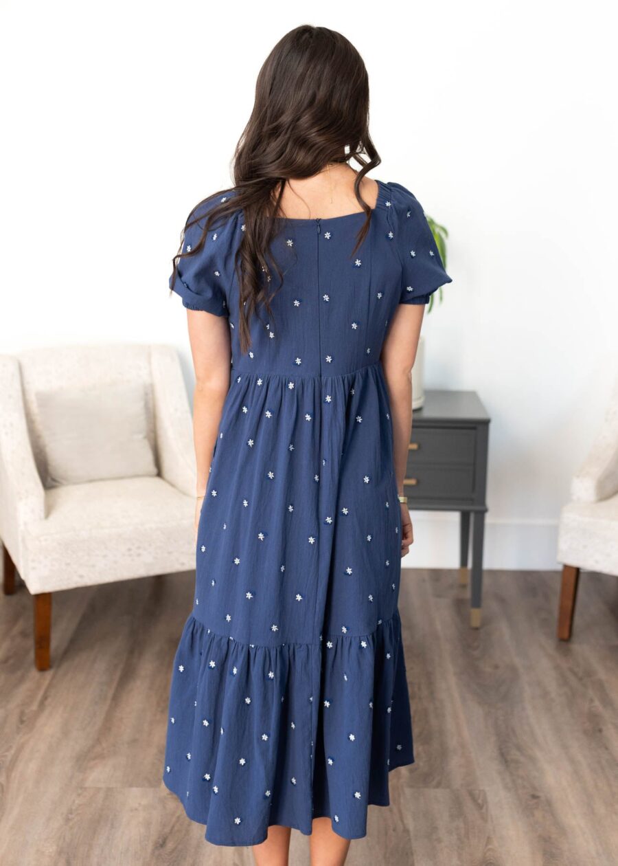 Analynne Navy Embroidered Floral Dress