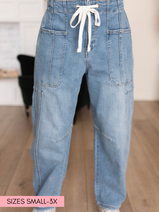 Andrea Light Denim Barrel Jeans