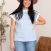 Angela Bright Blue Striped Top
