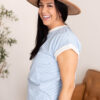 Angela Bright Blue Striped Top
