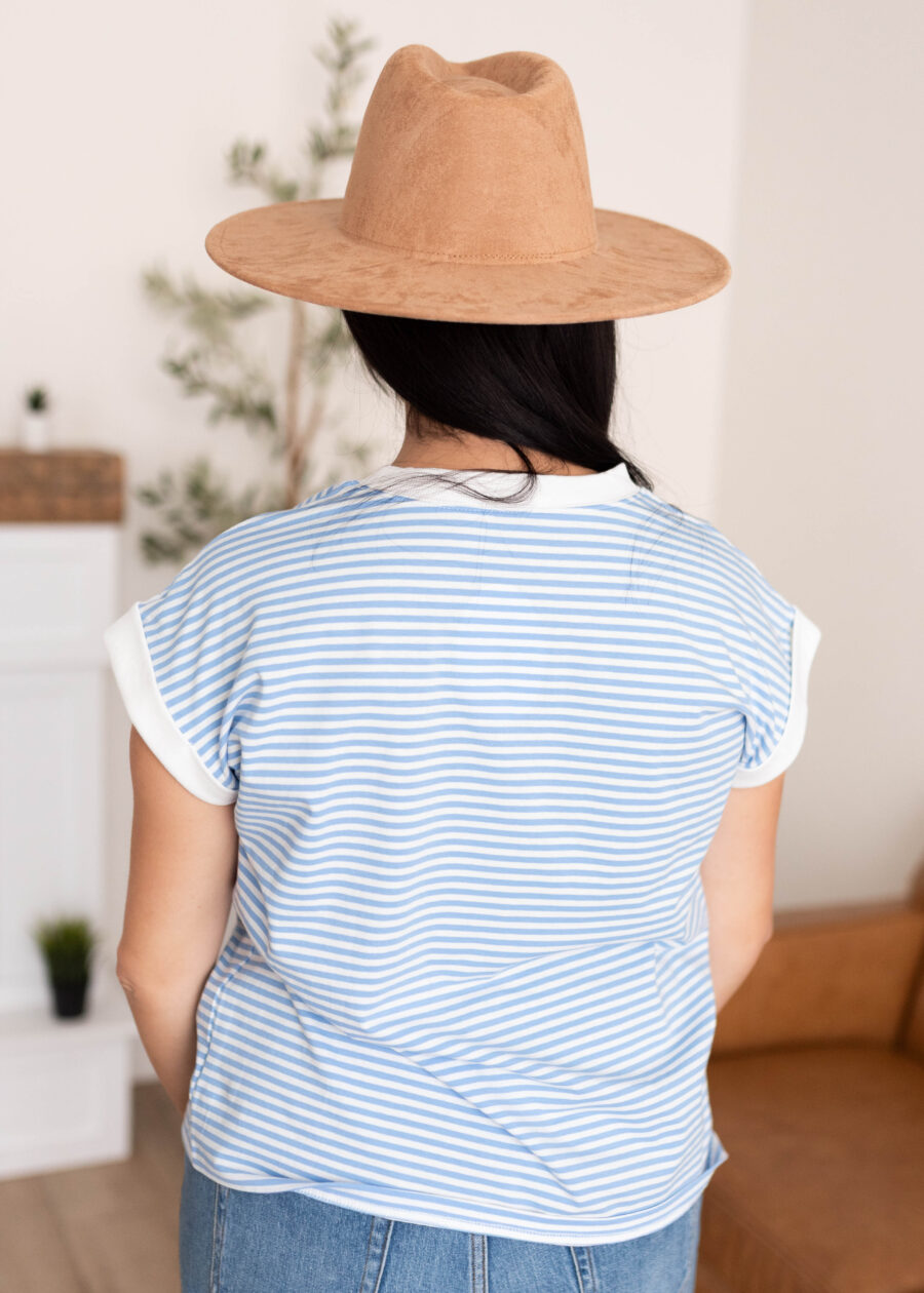 Angela Bright Blue Striped Top