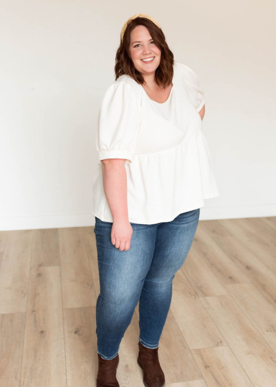 Angelina Cream Ruffle Top
