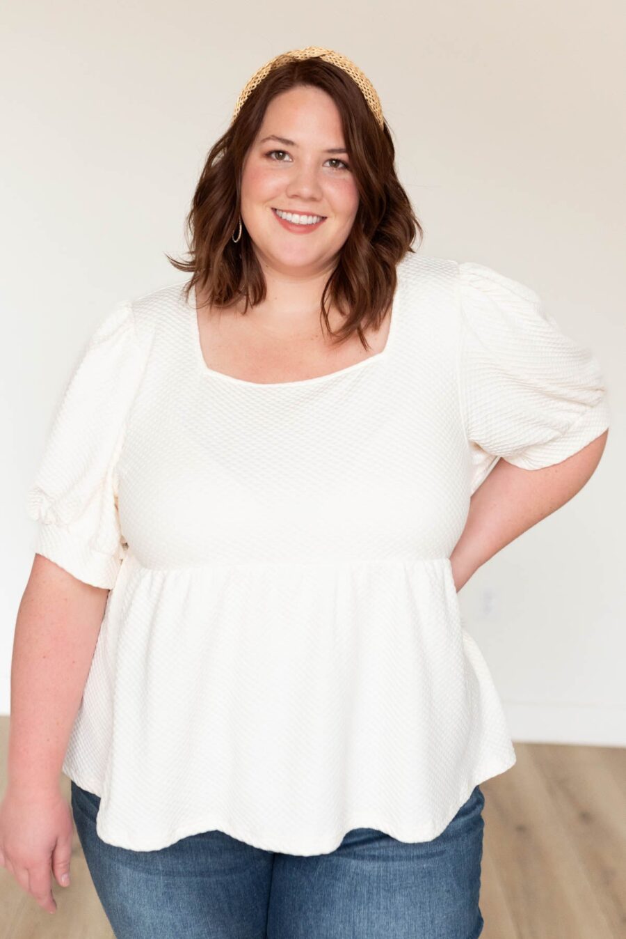 Angelina Cream Ruffle Top
