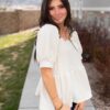 Angelina Cream Ruffle Top