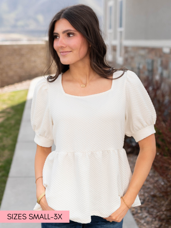 Angelina Cream Ruffle Top