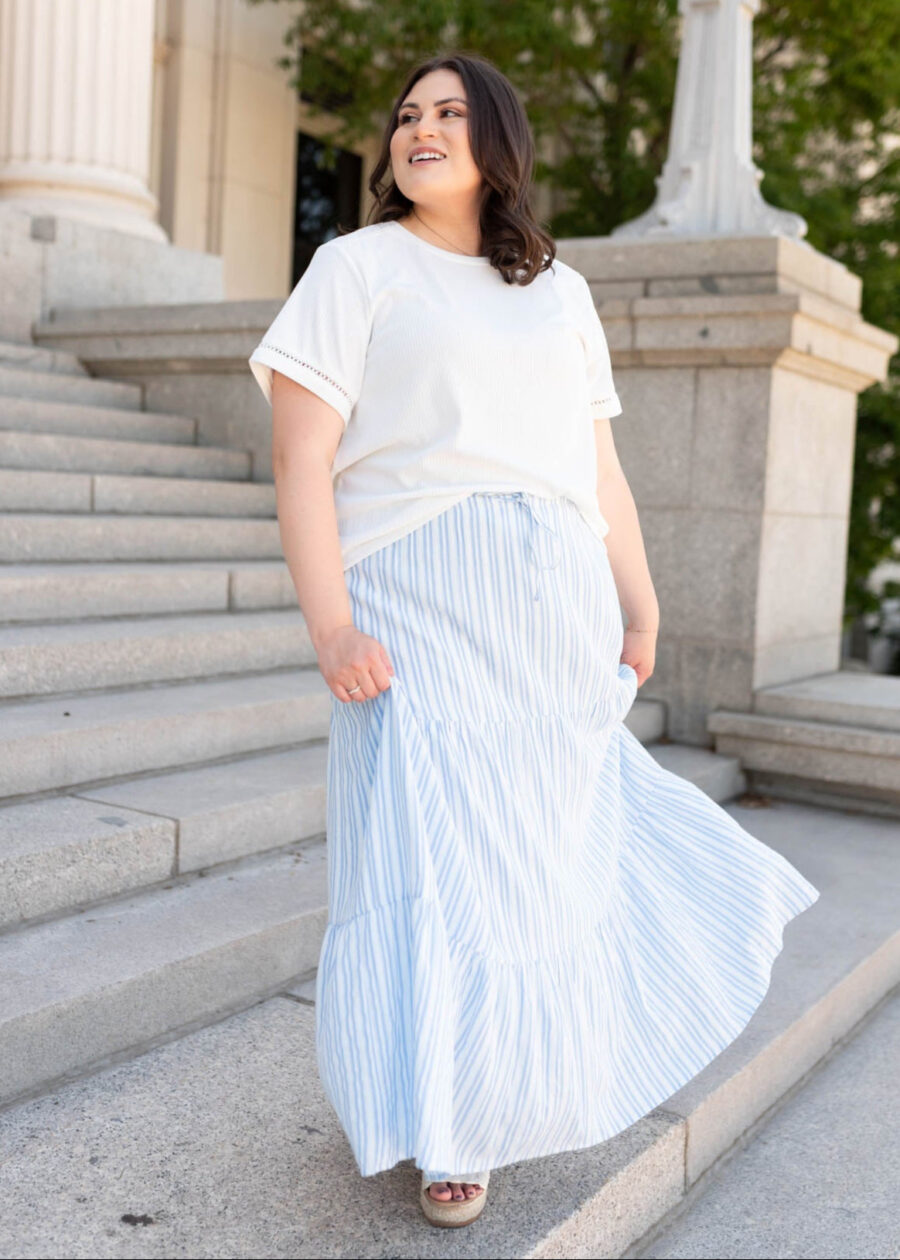 Anita Blue Pinstripe Skirt