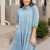 Anna Chambray Tiered Dress