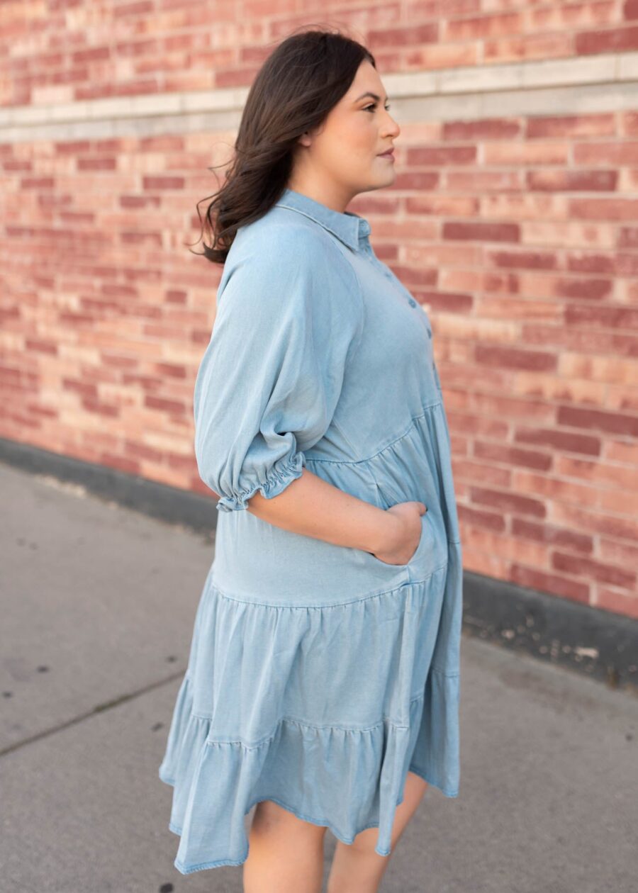Anna Chambray Tiered Dress