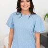 Annalie Blue Textured Top