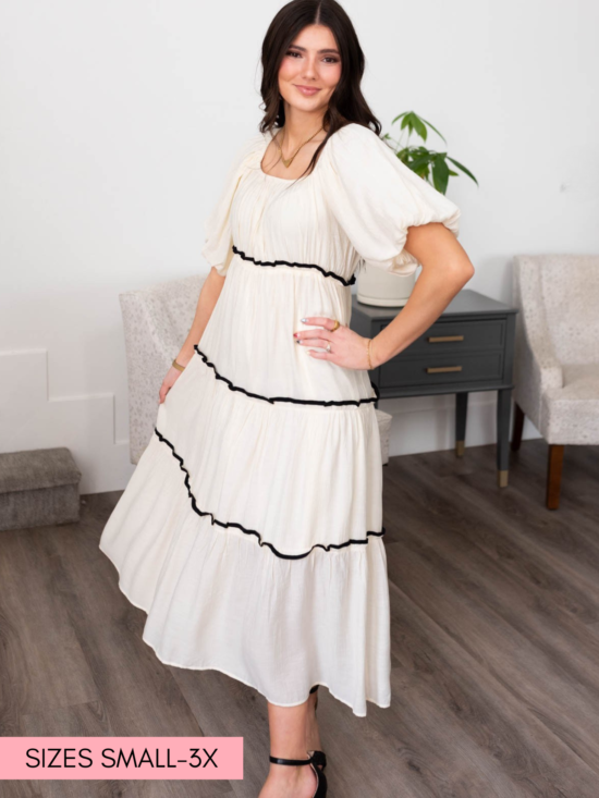 Annika Cream Ruffle Tiered Dress