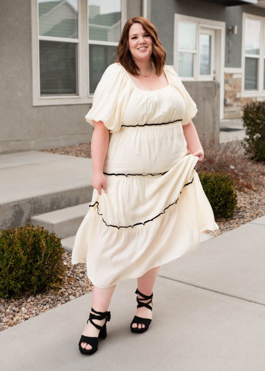 Annika Cream Ruffle Tiered Dress