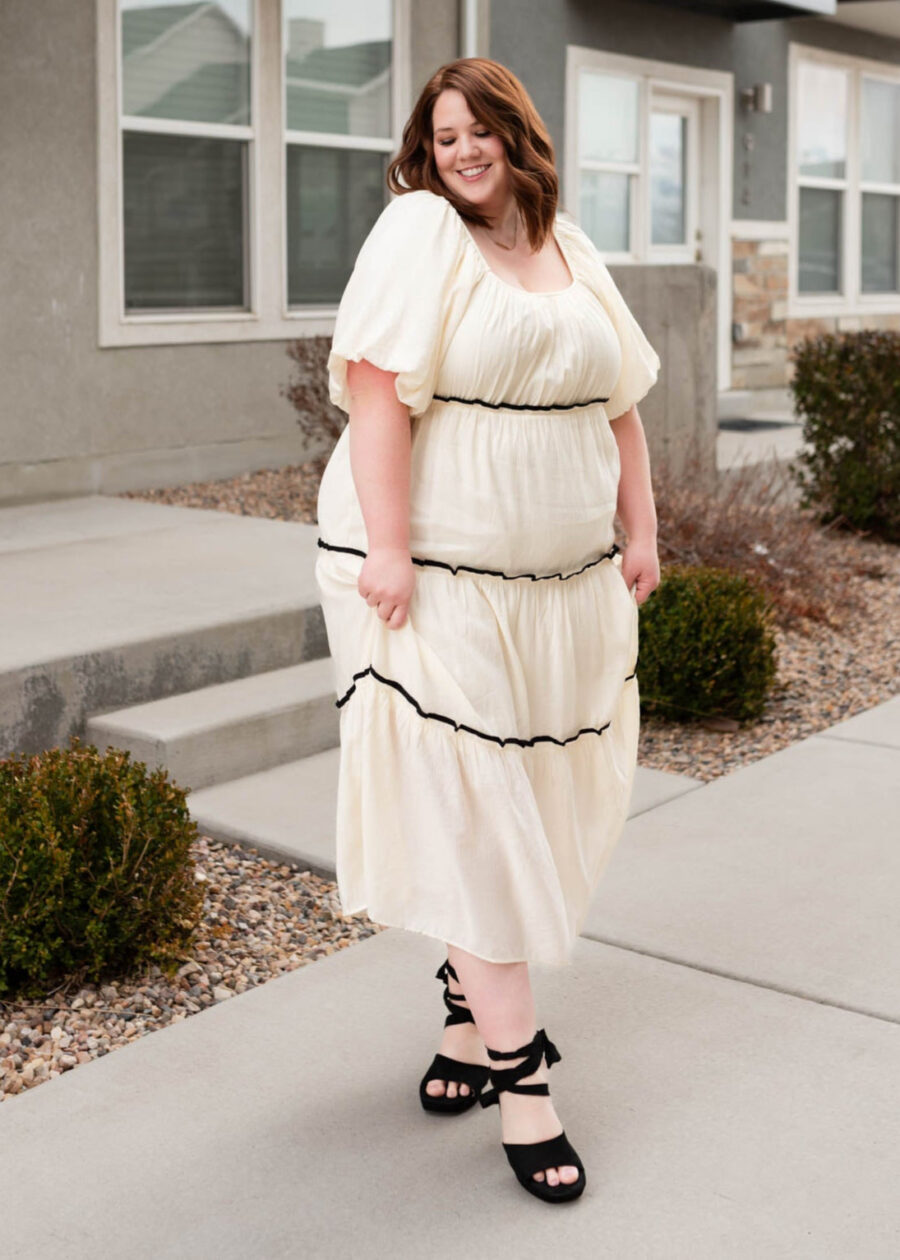 Annika Cream Ruffle Tiered Dress