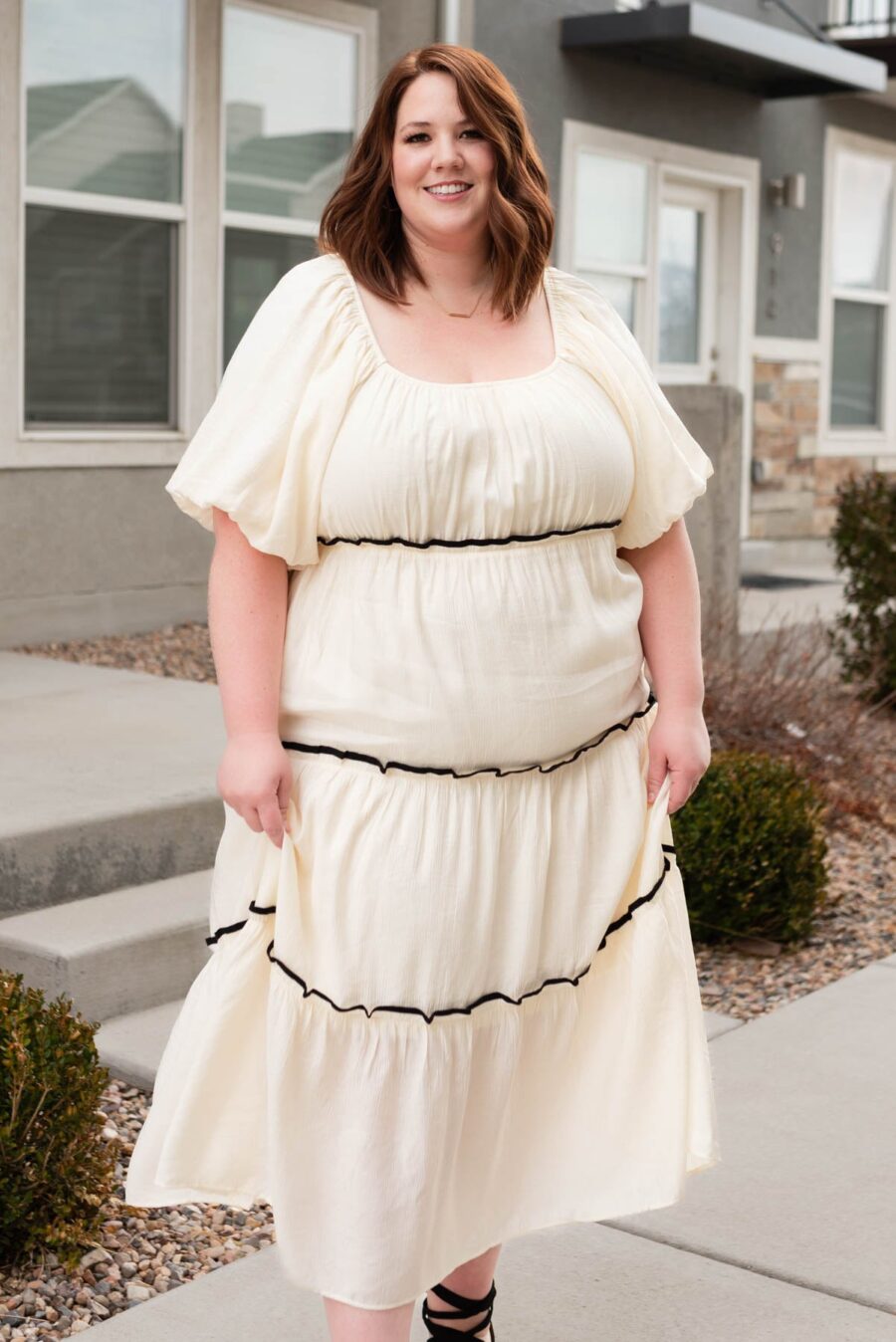 Annika Cream Ruffle Tiered Dress