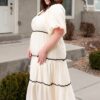 Annika Cream Ruffle Tiered Dress