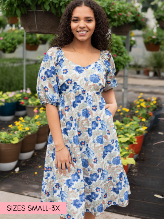 Ansley Blue Floral Dress