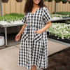 Arelie Black Gingham Button Dress
