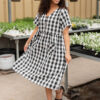Arelie Black Gingham Button Dress