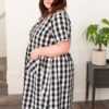 Arelie Black Gingham Button Dress