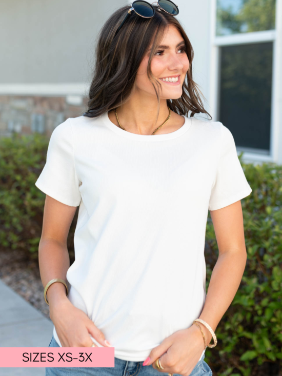 Ari White Ribbed Top