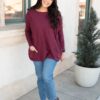 Aria Burgundy Pocket Sweater
