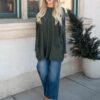 Aria Dark Green Pocket Sweater