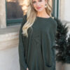 Aria Dark Green Pocket Sweater